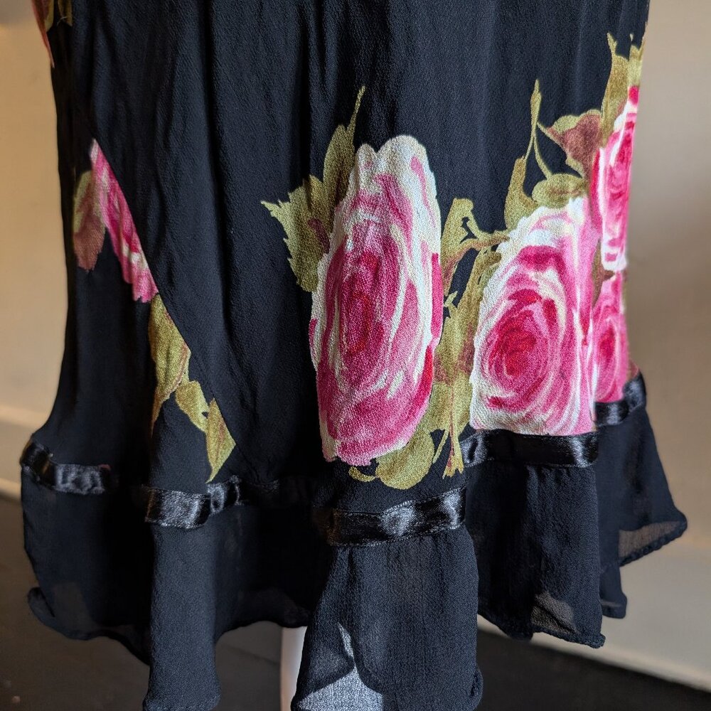 vintage dress barn 90s y2k faery floral rose midi dress in black (medium) - Picture 2 of 7